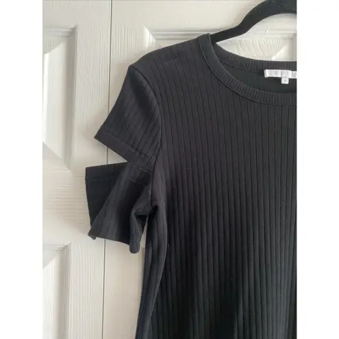 Helmut Lang  Womens Large Black Ribbed Dress Round Neck - Image 4