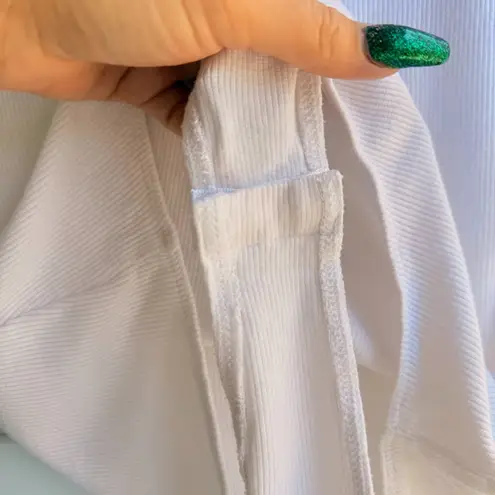 Collusion ribbed half sleeve scoop neck & back body suit in white size Small