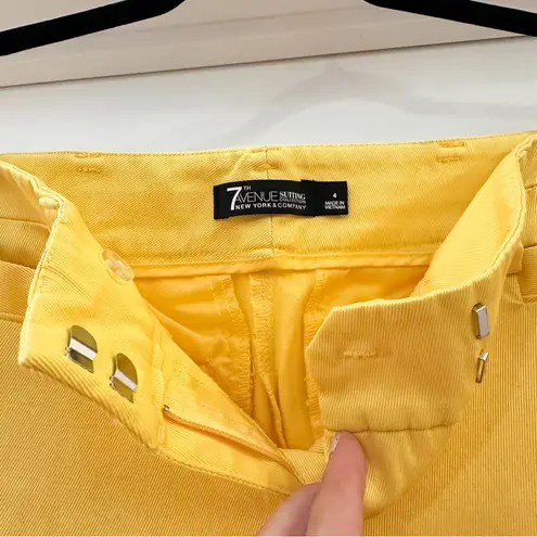 New York & Co 7th Avenue Suiting Collection Flat Front Zip Ankle Pants Yellow 4