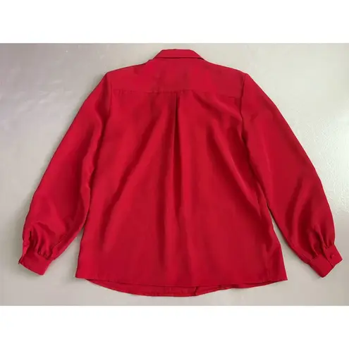 Laura Scott Laura Scott Women's Vintage Red Button-Up Blouse Size 10 Long Sleeve