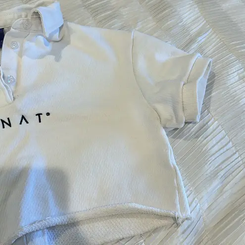 MOVING SALE Monat White Collared Crop Tee Size M