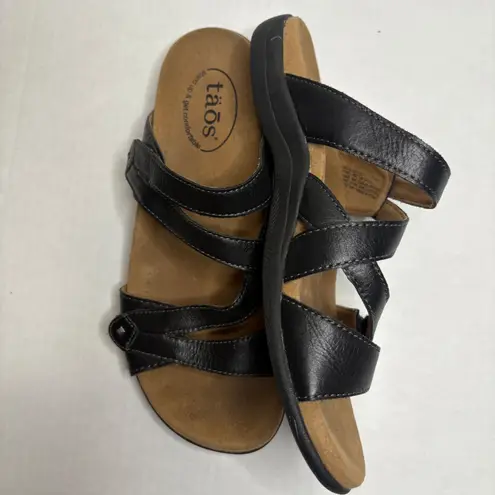 TAOS Leather Adjustable Strap Comfort Sandals Slides Women's Size 7 Black
