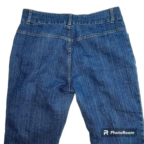 Halston Dark Wash Straight Leg Trouser Jeans PT1437 Size 10 Double Button Blue