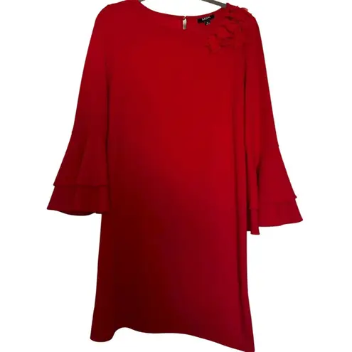 MSK Women's Size Medium Red Bell Sleeve Dress Flowy Party Holiday Evening