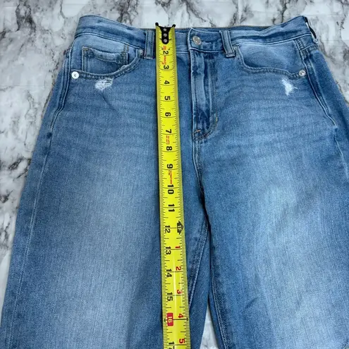 American Eagle  Mom Jeans Blue Denim Distressed Ripped knees size 4 high rise