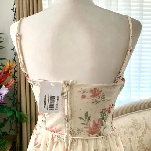 NEW City Studio Floral Dot Corset Maxi Gown in Light Yellow Size undefined