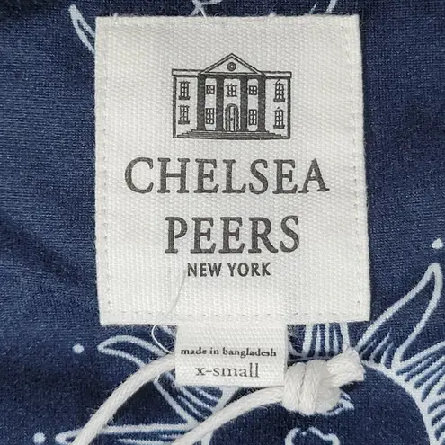 Chelsea Peers Womens XS Long Sleeve Pajama Top Celestial Sun Moon Stars Navy Blue Size undefined