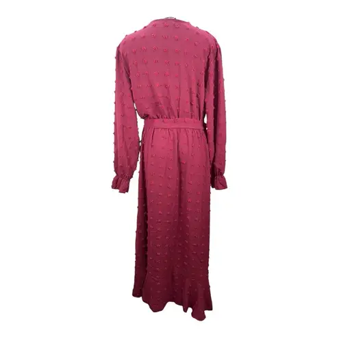 BTFBM Boho Maxi Dress XXL Burgundy Long Sleeve V