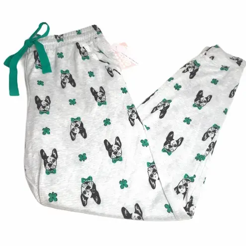 Jaclyn Smith Jaclyn Intimates Shamrock and Bulldog Pajama Pants Gray Size Small