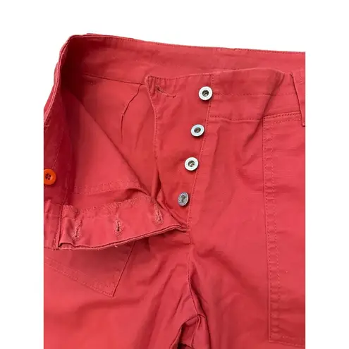 Sundance Wide Leg Pants Size 10 Vintage Brick Red Cropped Button Fly Womens