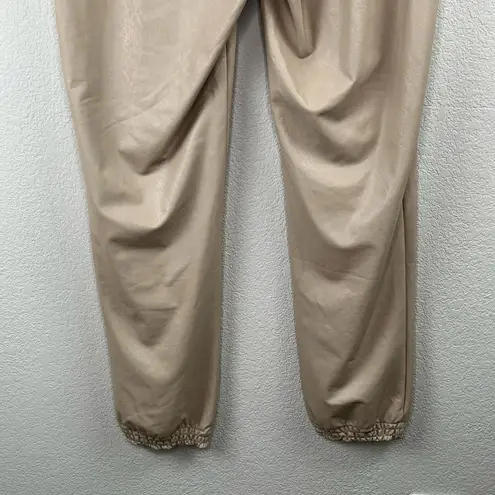 Commando  Sand Tan Faux Leather Smocked Waist Jogger Pants Size Large NWT