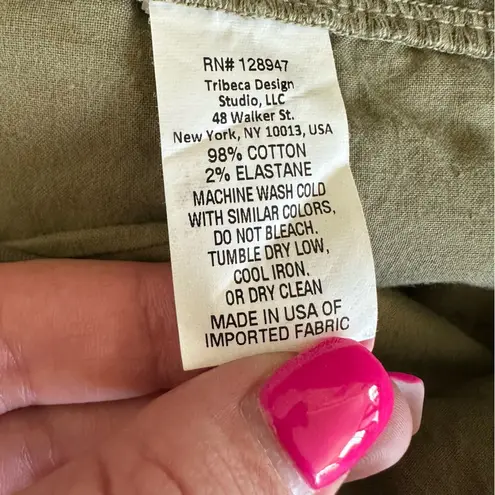 Nili Lotan Jackson Army Green Side Zip Drop Crotch Crop Pants Women’s 10 Utility