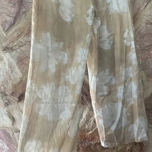 Commense Romance Floral Printed Straight Pants size xs Gold