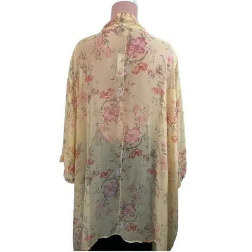 American Eagle NWT  AEO Floral Kimono Duster One Size Yellow