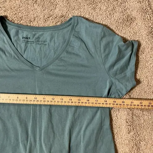 Pact V Neck T Shirt Light Blue Organic Cotton Casual Basic Top Size L