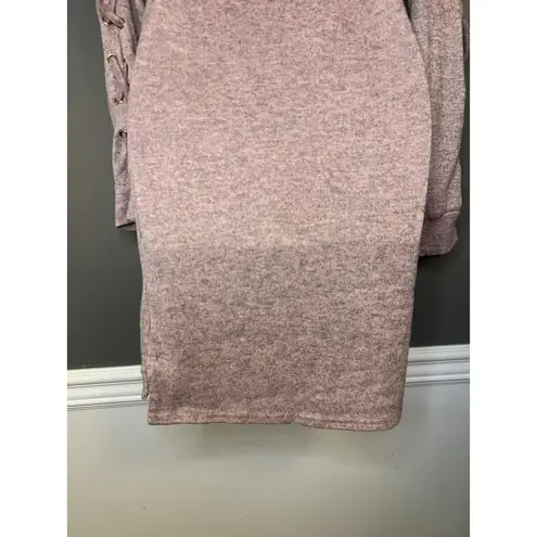 Love New York Hoodie Dress Womens Small Pink Brooklyn Athletics NYC Lace Up