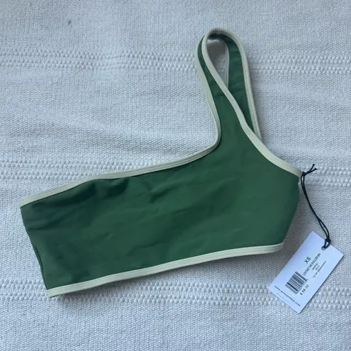 We Wore What contrast one shoulder top green / wheat NWT XS