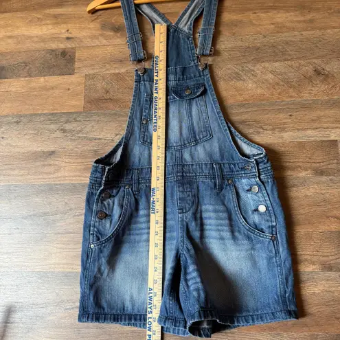 LEI Shortalls Jeans Indigo Denim Button Buckle Size M 100% Cotton Blue Size M