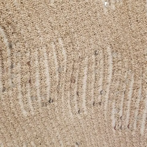 St. John Inlay Sequin Trellis Knit Fit & Flare Dress Cream Metallic Gold 14 NWOT