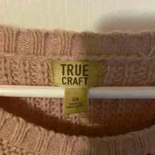 True Craft  pink plus size sweater‎