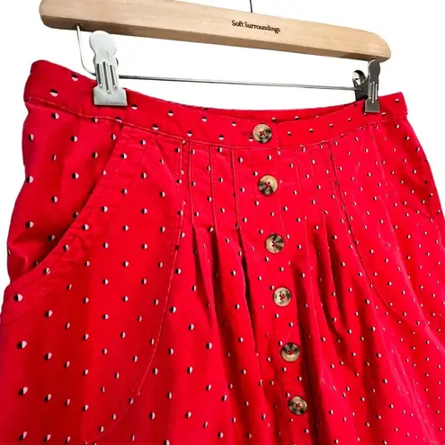 Free People  Love Fool Top Skirt Set Womens Size 10 Red Corduroy Printed Feminine