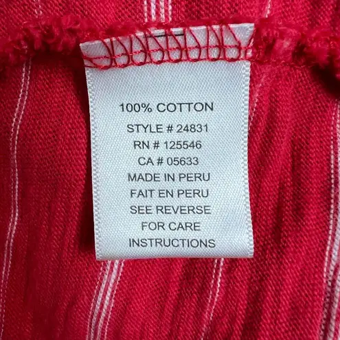 Habitat Top Womens Large Red Stripe Asymmetrical 3/4 Sleeve Clothes To Live In L