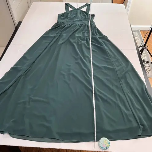 Lulus  Air‎ of Romance Forest Green Halter Gown Maxi Dress Size LARGE