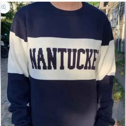 The Thoughtful Design Group navy blue NANTUCKET Intarsia Crewneck Sweater sz XS