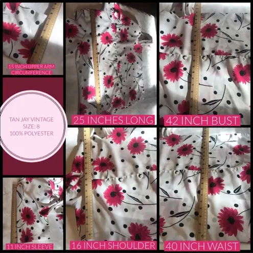 Tan Jay VINTAGE 1990'S PINK, BLACK & WHITE FLORAL PRINT BUTTON DOWN (8)