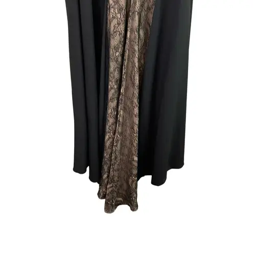 Mac Duggal Evening Black/Nude Lace Open Back High Neck Cap Sleeve Gown