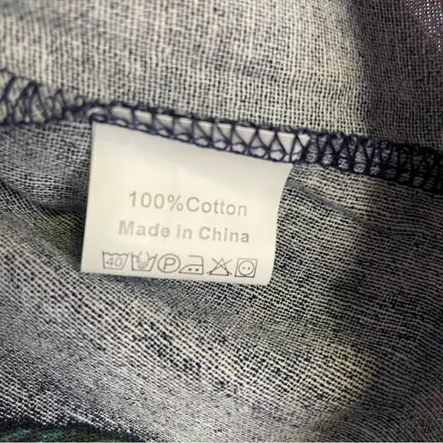 Zanzea Rainbow Floral Navy Blue Long Sleeve Beachy Casual Modest Cotton Blouse Top 2X