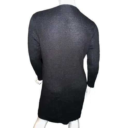 Lord and Taylor Lots & Taylor Ribbed V Neck Buttoned Duster Cardigan