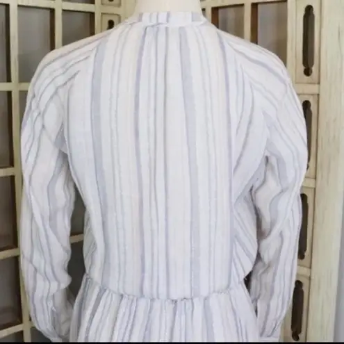 Rails Revolve Jamine Linen Blend Mini Long Sleeve Dress Figi Stripe Size S