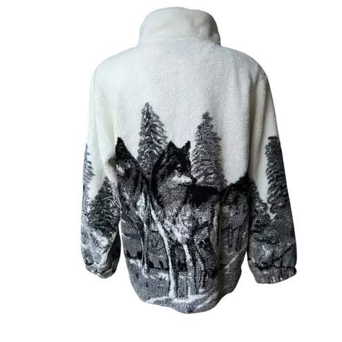 Vintage Glacier Gear Outdoor Faux Fur Zip Front Jacket, Sz M White Size M
