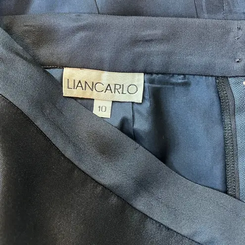 Liancarlo Couture 100% Silk Beaded Jacket and Skirt Set Deep Navy Blue, Size 10 Blue