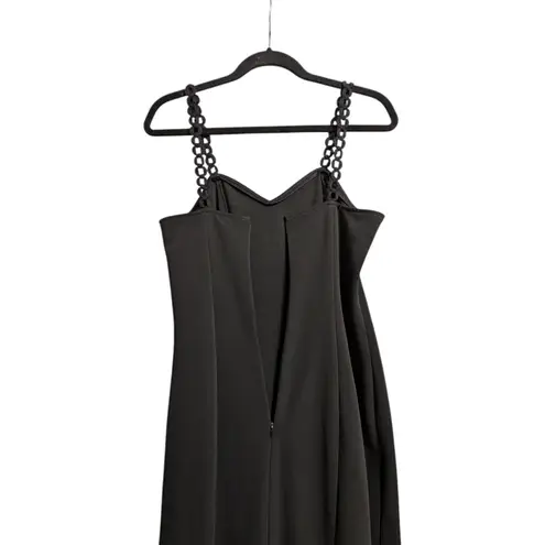 De Laru by Sheila Yen Black Spaghetti Straps Slit Evening Gown Dress XS/S (est.)