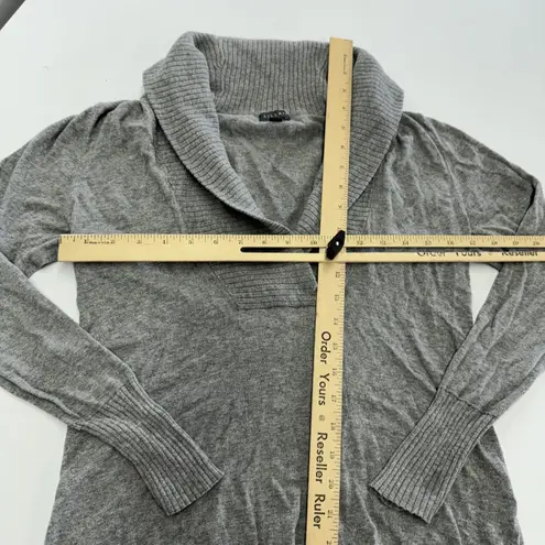 Lilla P Sweater Womens XS Gray Cotton Cashmere Shawl Collar Pullover Long Sleeve