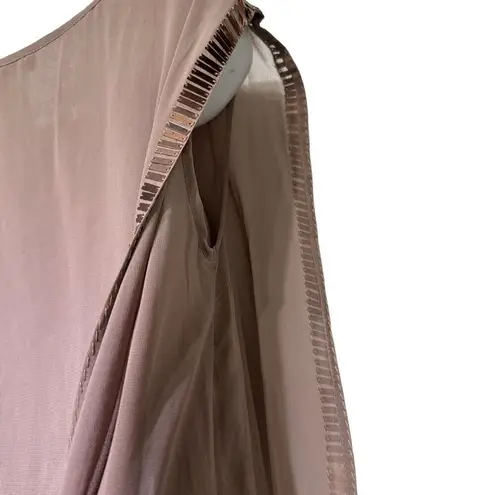 Moon Collection beige Sheer Dolman Sleeve studded sheath dress Size S