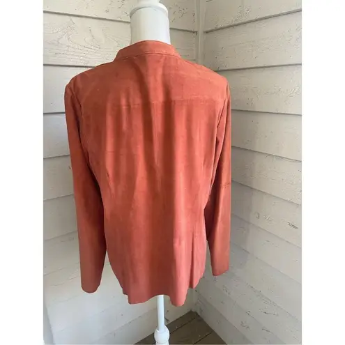 Worth Women’s 100% Leather Button Down Long Sleeve Blouse Orange Rustic 16