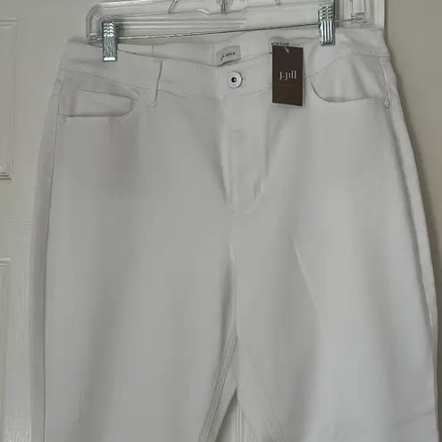 Brand New J. Jill Kick Flare White Jeans Size 14 Petite P Ankle length Raw Hem