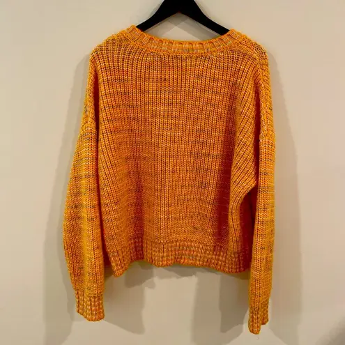 Lovers + Friends  V Neck Orange/Gray Oversized Sweater - Size Small