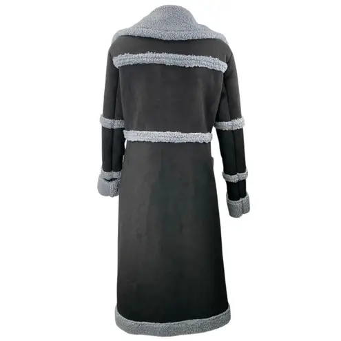 Current Mood Whole Lotta Love Black Faux Suede Sherpa Trench Coat Jacket Size XS