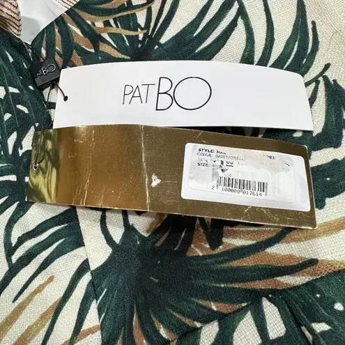 PatBo Plunge Neckline Green Tropical Palm Print One Shoulder Jumpsuit SZ 8 NWT