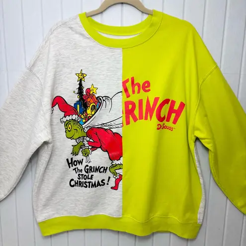 Dr. Seuss Grinch Christmas Sweatshirt Green and Gray Size XXL