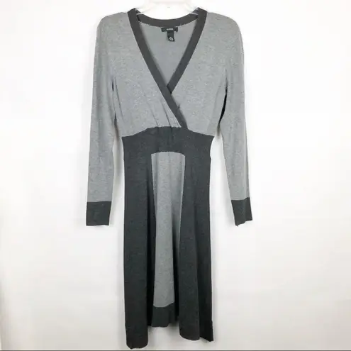Alfani Colorblock Gray Pullover Fit & Flare Sweater Dress Size XS