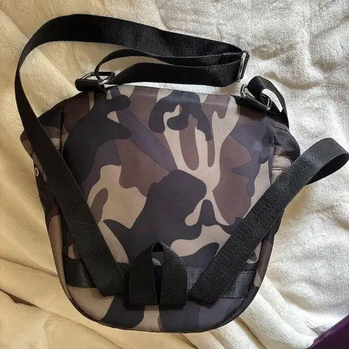 Brown and Black Camouflage Backpack with Zippered Compartment