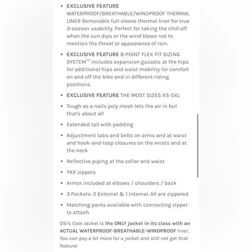 OSI Motorcycle Road Bike Riding Jacket Protective Plate inserts silver sz XXS