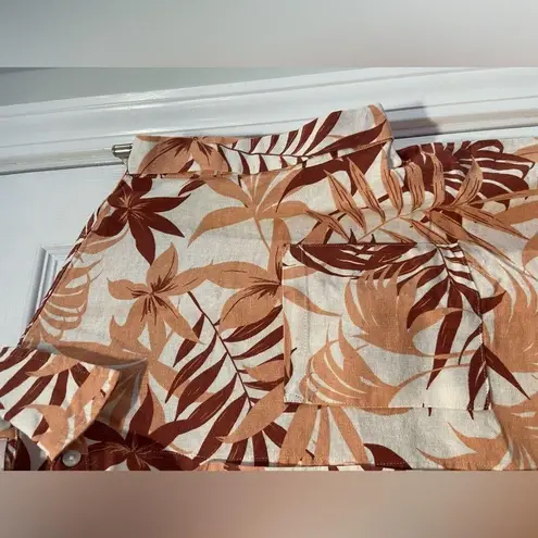 NWT Coastal Comfort Size S Pink Tropical Linen Short Sleeve Button Down Shirt