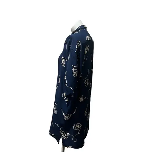 Equilibrio Italia Women's M Blue Floral Knee Length Shirt Dress Size L