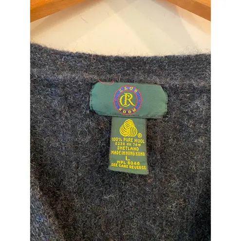 Club Room 100% Pure Wool Striped Button Front Sweater Vest Black Women's Large